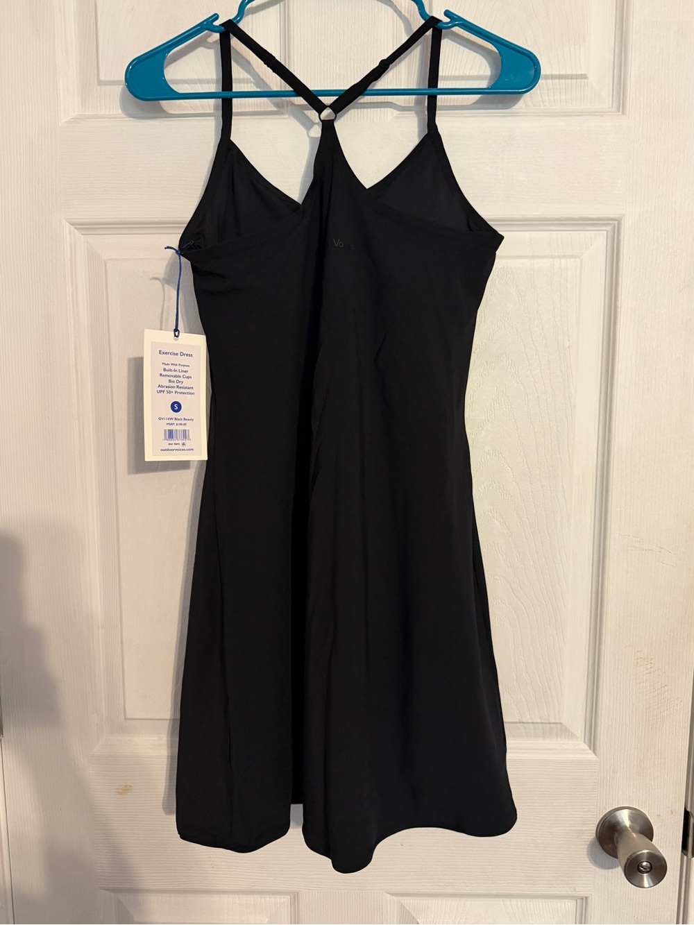 Black Strappy Women's exercise Dress - Classic Minimalist Style - Picture 3 of 3